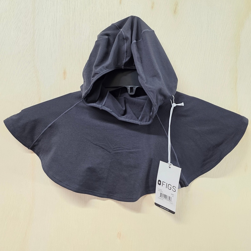 FIGS Black Performance Hijab Technical Activewear Hood W21AC3016 XS/S NWT